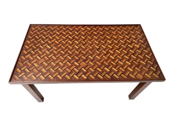 Pair of Mid-Century Modern Side Tables with Mosaic Inlaid Tops, 1960s